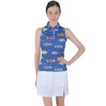 Sea Fish Blue Submarine Animals Patteen Women s Sleeveless Polo T-Shirt