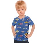 Sea Fish Blue Submarine Animals Patteen Kids  Sports T-Shirt