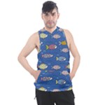 Sea Fish Blue Submarine Animals Patteen Men s Sleeveless Hoodie