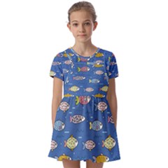 Kids  Short Sleeve Pinafore Style Dress 