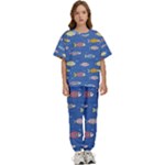 Sea Fish Blue Submarine Animals Patteen Kids  T-Shirt and Pants Sports Set