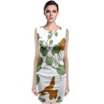 Nasturtium Flowers Plant Leaves Sleeveless Velvet Midi Dress