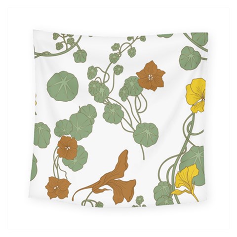 Nasturtium Flowers Plant Leaves Square Tapestry (Small) from ArtsNow.com