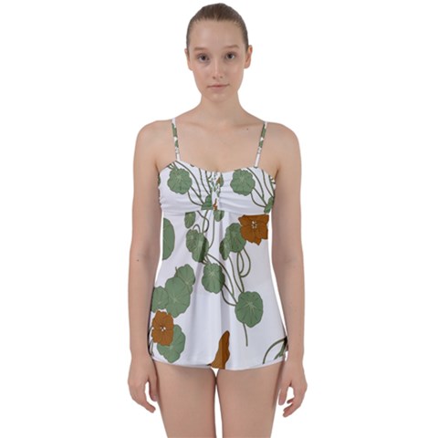 Nasturtium Flowers Plant Leaves Babydoll Tankini Top from ArtsNow.com