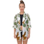 Nasturtium Flowers Plant Leaves Open Front Chiffon Kimono