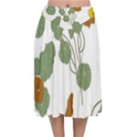 Nasturtium Flowers Plant Leaves Velvet Flared Midi Skirt