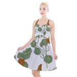 Nasturtium Flowers Plant Leaves Halter Party Swing Dress 