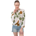 Nasturtium Flowers Plant Leaves Banded Bottom Chiffon Top