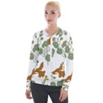 Nasturtium Flowers Plant Leaves Velvet Zip Up Jacket