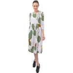 Nasturtium Flowers Plant Leaves Ruffle End Midi Chiffon Dress