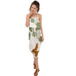 Nasturtium Flowers Plant Leaves Waist Tie Cover Up Chiffon Dress