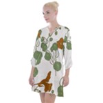 Nasturtium Flowers Plant Leaves Open Neck Shift Dress