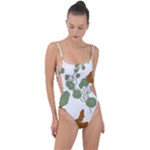 Nasturtium Flowers Plant Leaves Tie Strap One Piece Swimsuit