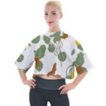 Nasturtium Flowers Plant Leaves Mock Neck T-Shirt