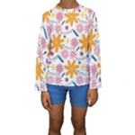 Pattern Background Vintage Floral Kids  Long Sleeve Swimwear