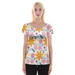 Pattern Background Vintage Floral Cap Sleeve Top