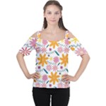 Pattern Background Vintage Floral Cutout Shoulder T-Shirt