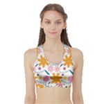 Pattern Background Vintage Floral Sports Bra with Border