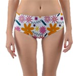 Pattern Background Vintage Floral Reversible Mid-Waist Bikini Bottoms