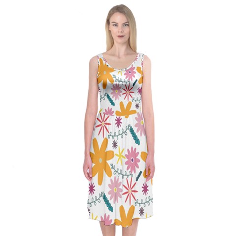 Pattern Background Vintage Floral Midi Sleeveless Dress from ArtsNow.com