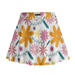 Pattern Background Vintage Floral Mini Flare Skirt