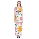 Pattern Background Vintage Floral Short Sleeve Maxi Dress