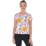 Pattern Background Vintage Floral Short Sleeve Sports Top 