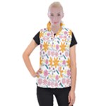 Pattern Background Vintage Floral Women s Button Up Vest