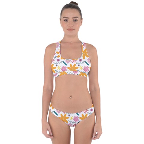 Pattern Background Vintage Floral Cross Back Hipster Bikini Set from ArtsNow.com