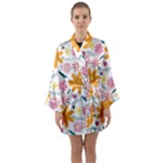 Pattern Background Vintage Floral Long Sleeve Satin Kimono