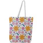 Pattern Background Vintage Floral Full Print Rope Handle Tote (Large)