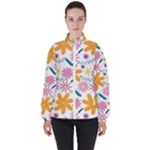 Pattern Background Vintage Floral Women s High Neck Windbreaker