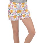 Pattern Background Vintage Floral Women s Velour Lounge Shorts