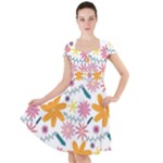 Pattern Background Vintage Floral Cap Sleeve Midi Dress