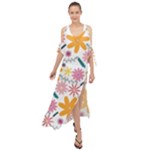 Pattern Background Vintage Floral Maxi Chiffon Cover Up Dress