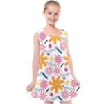 Pattern Background Vintage Floral Kids  Cross Back Dress