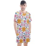 Pattern Background Vintage Floral Men s Mesh T-Shirt and Shorts Set