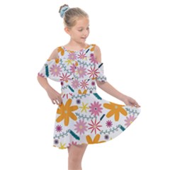 Kids  Shoulder Cutout Chiffon Dress 