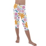 Pattern Background Vintage Floral Kids  Lightweight Velour Capri Leggings 