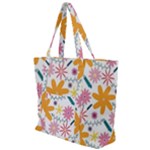 Pattern Background Vintage Floral Zip Up Canvas Bag