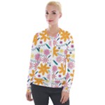 Pattern Background Vintage Floral Velvet Zip Up Jacket