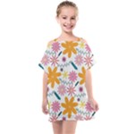 Pattern Background Vintage Floral Kids  One Piece Chiffon Dress