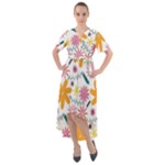 Pattern Background Vintage Floral Front Wrap High Low Dress