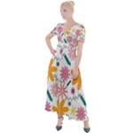 Pattern Background Vintage Floral Button Up Short Sleeve Maxi Dress