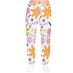 Pattern Background Vintage Floral Women Velvet Drawstring Pants