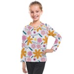 Pattern Background Vintage Floral Kids  Long Mesh T-Shirt