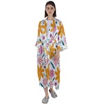 Pattern Background Vintage Floral Maxi Satin Kimono