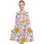 Pattern Background Vintage Floral Kids  Midi Sailor Dress