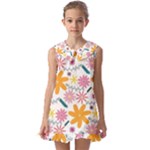 Pattern Background Vintage Floral Kids  Pilgrim Collar Ruffle Hem Dress