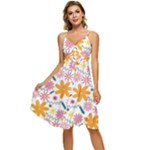 Pattern Background Vintage Floral Sleeveless Tie Front Chiffon Dress